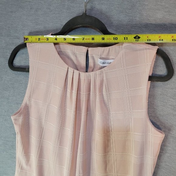 Calvin Klein Womens Top SZ Small Blouse Sleeveless Pleated Neutral Blush - Picture 5 of 13